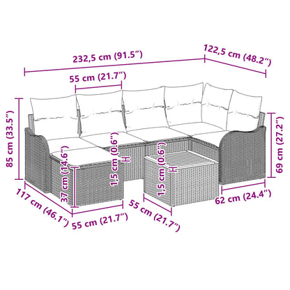 Tuinbankenset 7 st Grijs poly rattan