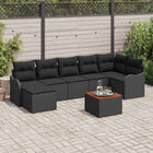 Tuinbankenset poly rattan zwart 8-delig