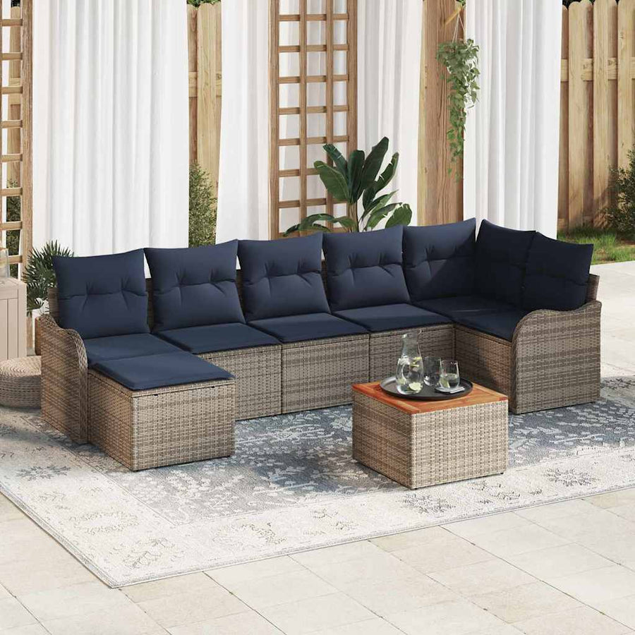 Tuinbankenset 8 st Grijs poly rattan