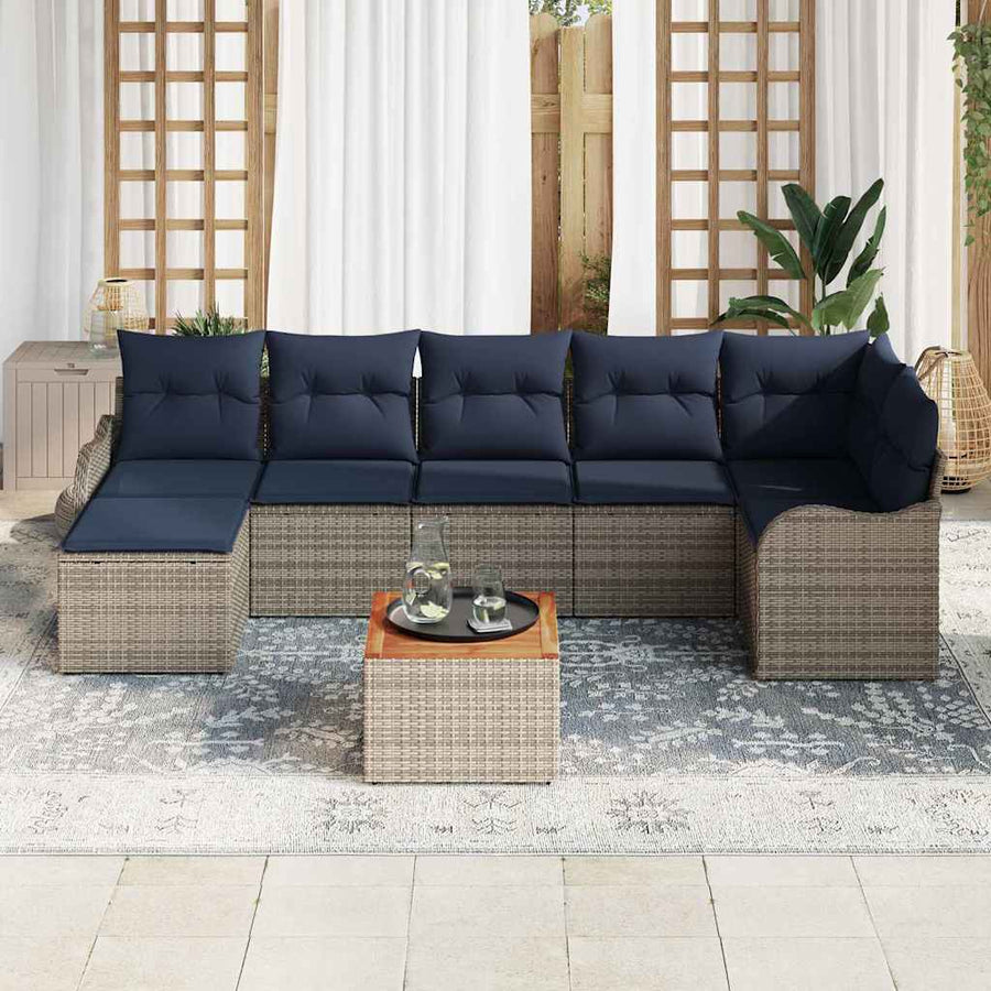 Tuinbankenset 8 st Grijs poly rattan