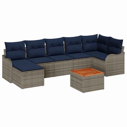 Tuinbankenset 8 st Grijs poly rattan