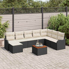 Tuinbankenset poly rattan zwart 9-delig