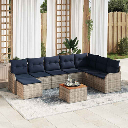 Tuinbankenset 9 st Grijs poly rattan
