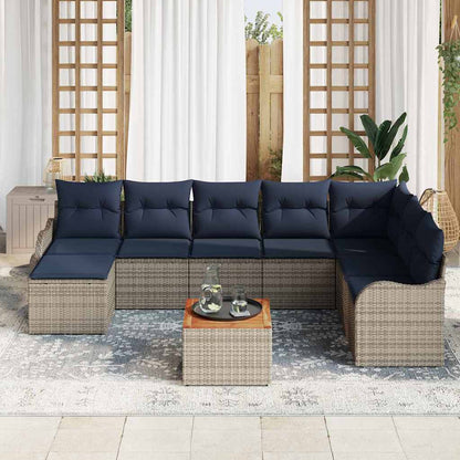 Tuinbankenset 9 st Grijs poly rattan