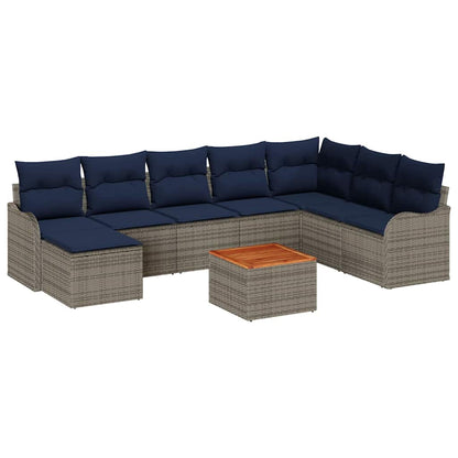 Tuinbankenset 9 st Grijs poly rattan