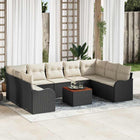 Tuinbankenset poly rattan zwart 9 personen