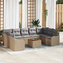Tuinbankenset met kussen 10 pcs Beige poly rattan