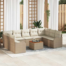 Tuinbankenset met kussen 10 pcs Beige poly rattan