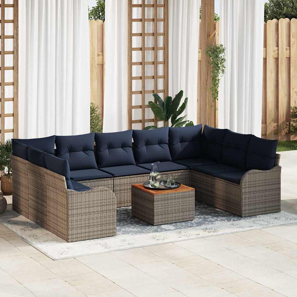 Tuinbankenset 10 st Grijs poly rattan