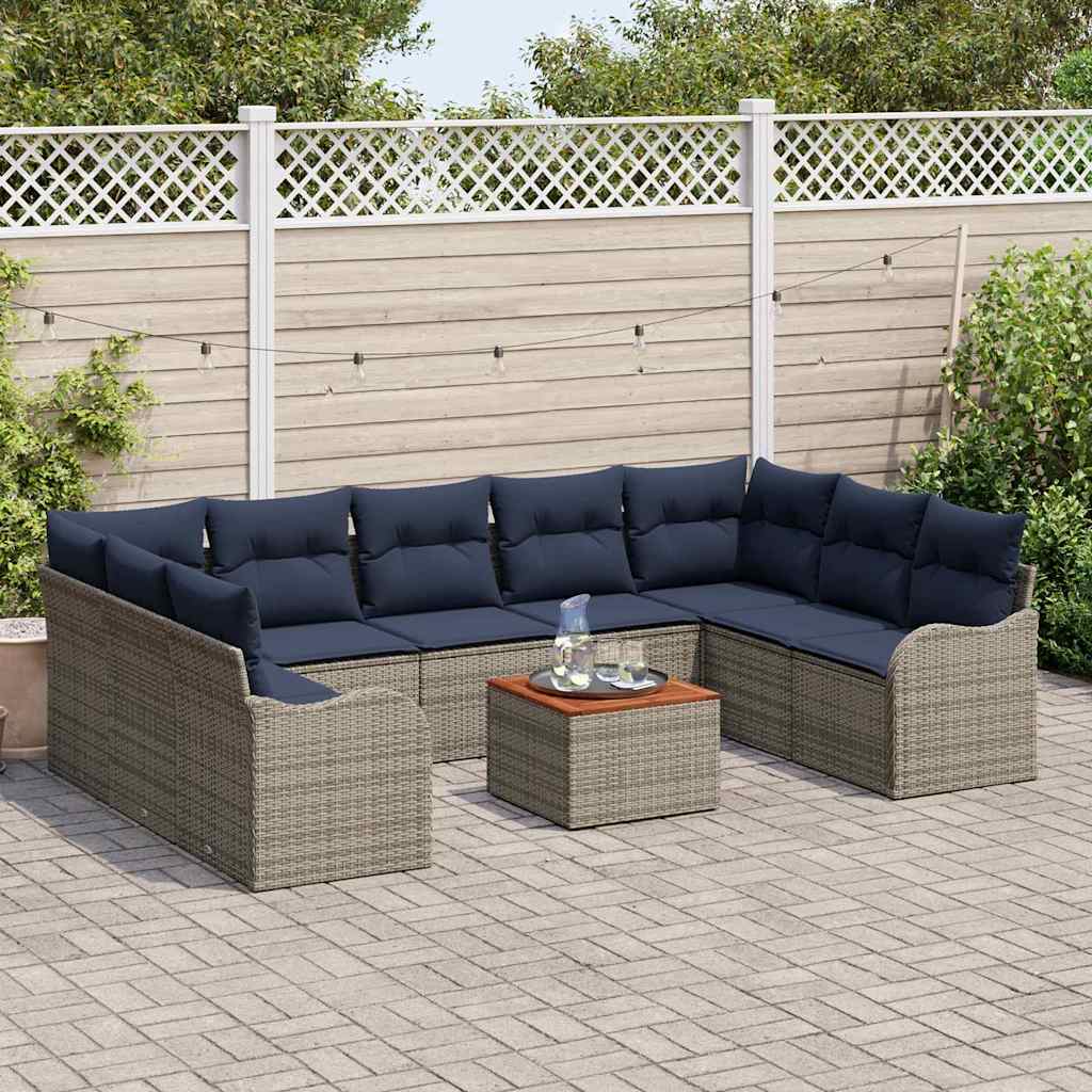 Tuinbankenset 10 st Grijs poly rattan