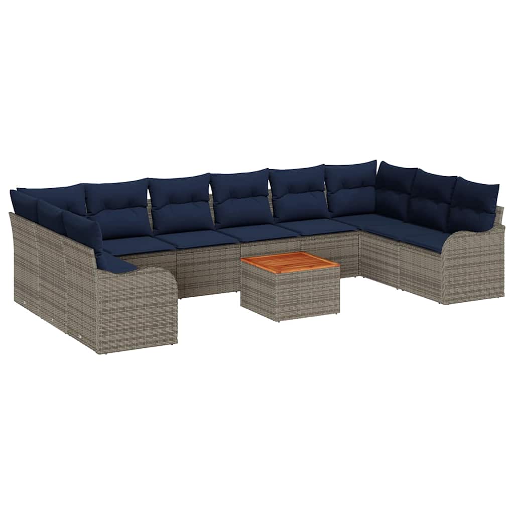 Tuinbankenset 10 st Grijs poly rattan