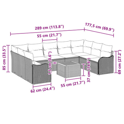Tuinbankenset 10 st Grijs poly rattan