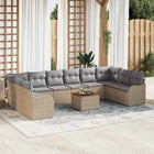 Tuinbankenset poly rattan 11-delig beige