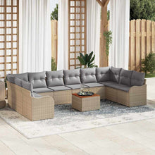 Tuinbankenset met kussen 11 pcs Beige poly rattan