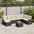 Tuinbankenset poly rattan 9-delig zwart