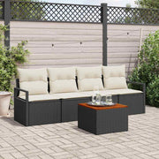 Tuinset poly rattan 5-delig zwart
