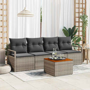 Tuinbankenset poly rattan grijs 5-delig