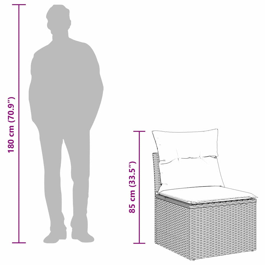 Tuinbankenset met kussen 5 pcs Beige poly rattan