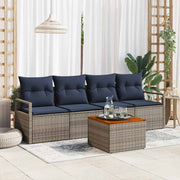 Tuinbankenset poly rattan grijs 5-delig