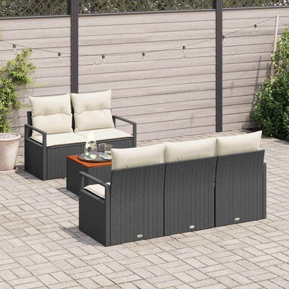 Tuinbankenset met kussen 6 pcs Zwart poly rattan