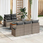 Garden Bench Set with Cushion 6 pcs Grey Poly Rattan