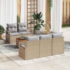 Garden bench set with cushion 6 pcs Beige poly rattan