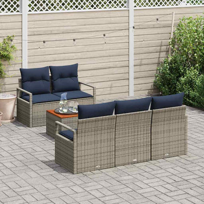 Tuinbankenset met kussen 6 pcs Grijs poly rattan