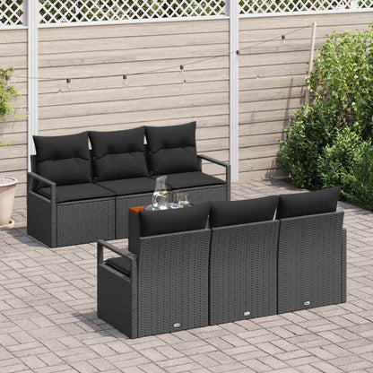Tuinbankenset met kussen 7 pcs Zwart poly rattan