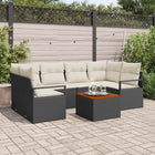 Outdoor Sofa Set with Cushions 7 pcs Black poly rattan