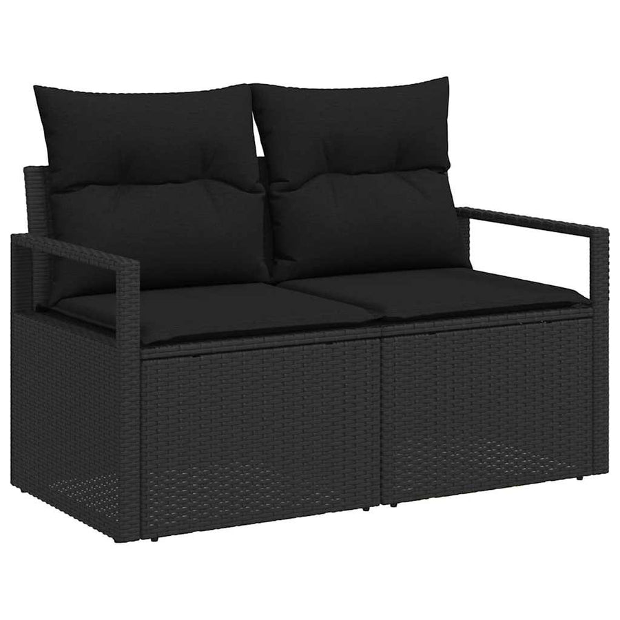 Tuinbankenset met kussen 7 pcs Zwart poly rattan