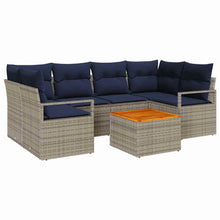 Tuinbankenset met kussen 7 pcs Grijs poly rattan