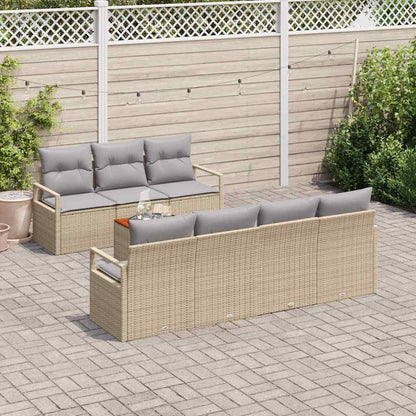 Tuinbankenset met kussen 8 pcs Beige poly rattan