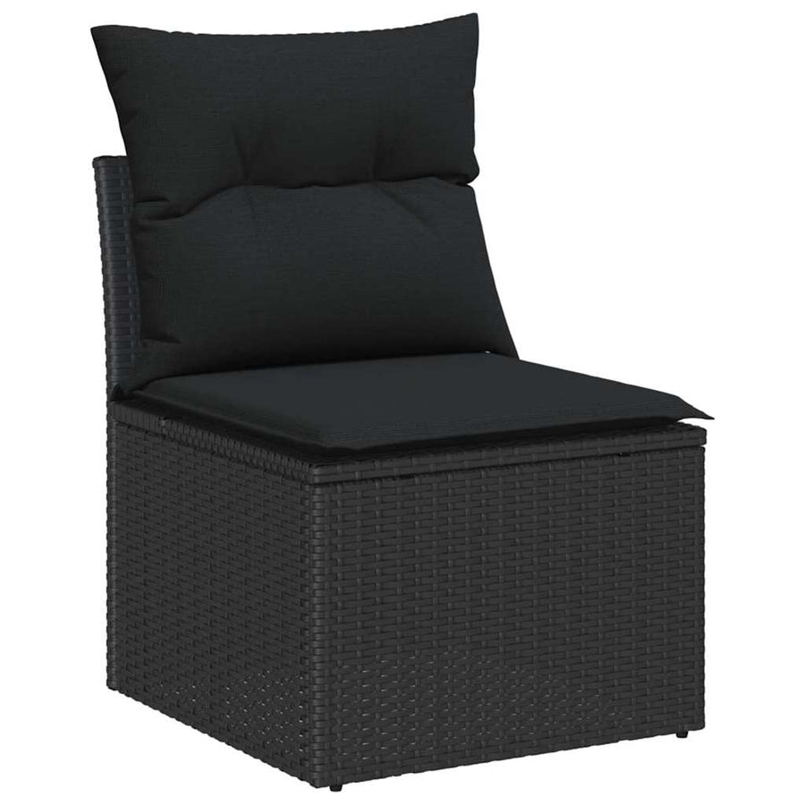 Tuinbankenset met kussen 8 pcs Zwart poly rattan