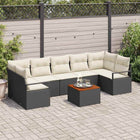 Garden Sofa Set with Cushions 8 pcs Black poly rattan