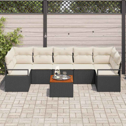 Tuinbankenset met kussen 8 pcs Zwart poly rattan