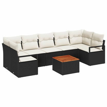 Tuinbankenset met kussen 8 pcs Zwart poly rattan