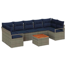 Tuinbankenset met kussen 8 pcs Grijs poly rattan