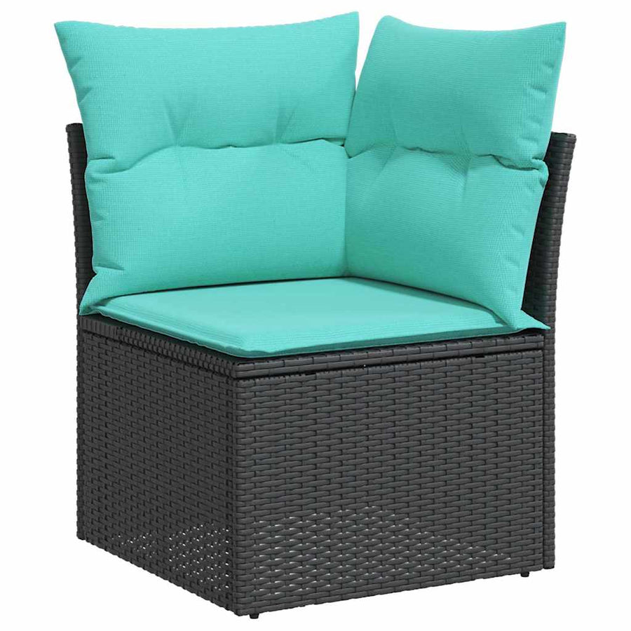 Tuinbankenset met kussen 8 pcs Zwart poly rattan