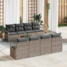 Tuinbankenset met kussen 9 pcs Grijs poly rattan