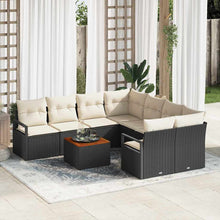 Tuinbankenset met kussen 9 pcs Zwart poly rattan