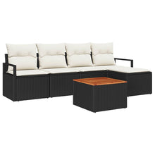 Tuinbankenset met kussen 6 pcs Zwart poly rattan