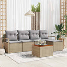 Garden bench set with cushion 6 pcs Beige poly rattan