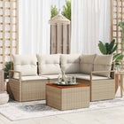 Tuinbankenset met kussen 5 pcs Beige poly rattan