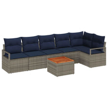 Tuinbankenset met kussen 7 pcs Grijs poly rattan