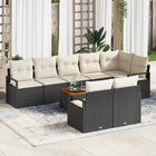 Garden lounge set with cushion 9 pcs Black poly rattan