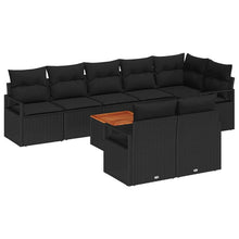 Tuinbankenset met kussen 9 pcs Zwart poly rattan