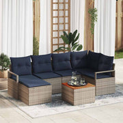 Tuinbankenset poly rattan grijs 7-delig
