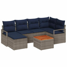 Tuinbankenset met kussen 7 pcs Grijs poly rattan