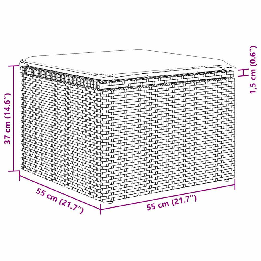 Tuinbankenset met kussen 8 pcs Zwart poly rattan