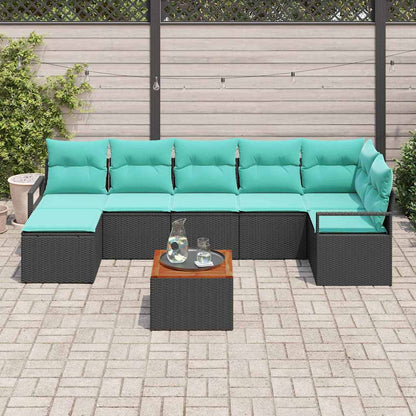 Tuinbankenset met kussen 8 pcs Zwart poly rattan
